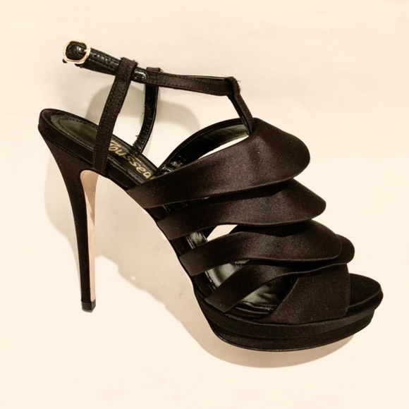 Jerome C. Rousseau Quorra Black Open Toe Pumps Stiletto Heel Fashionable Shoes - Picture 10 of 13